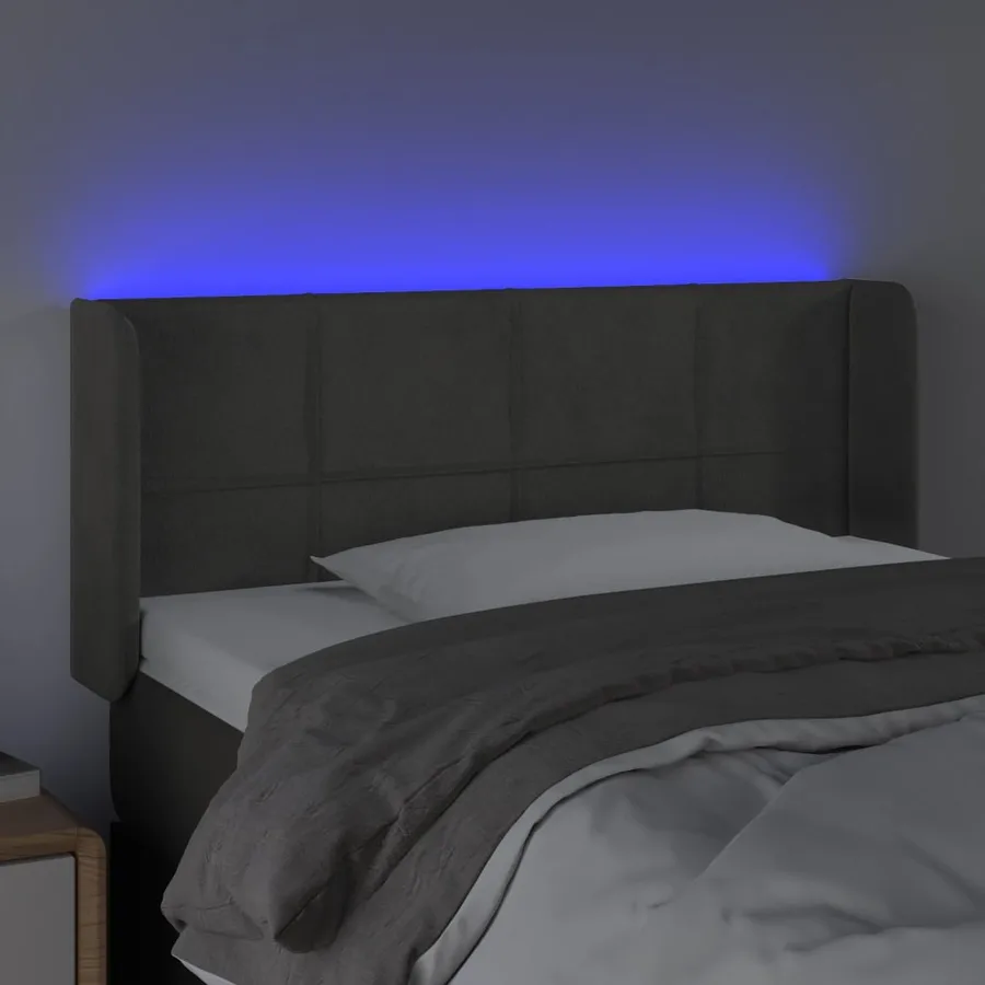 Tête de lit à LED Gris foncé 93x16x78/88 cm Velours - 4