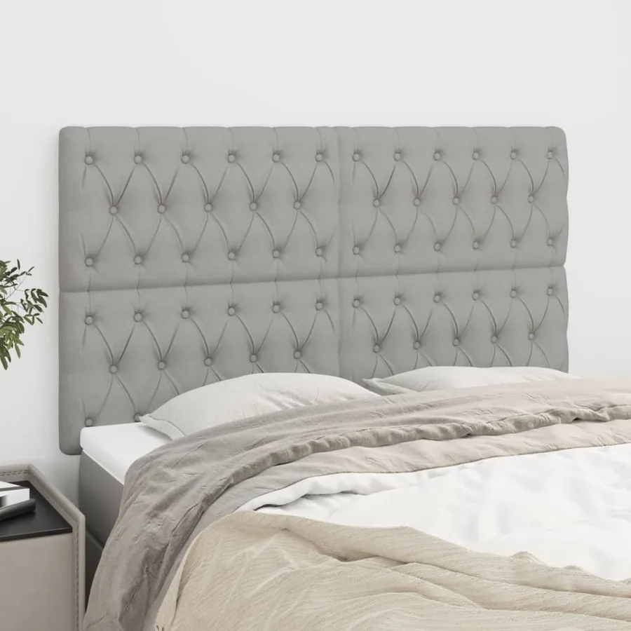 Tête de lit Gris clair 144 x 7 x 118/128 cm Tissu