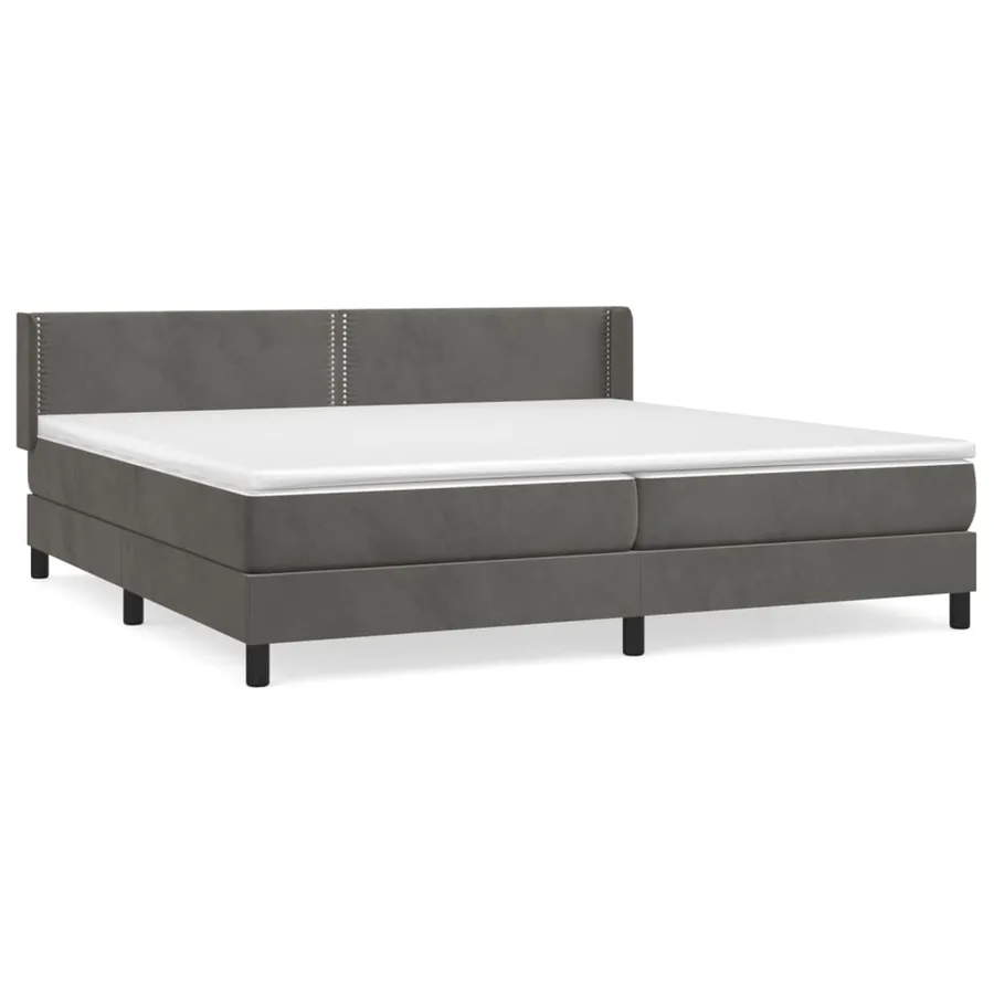 Sommier à lattes de lit et matelas Gris foncé 200x200cm Velours - 2
