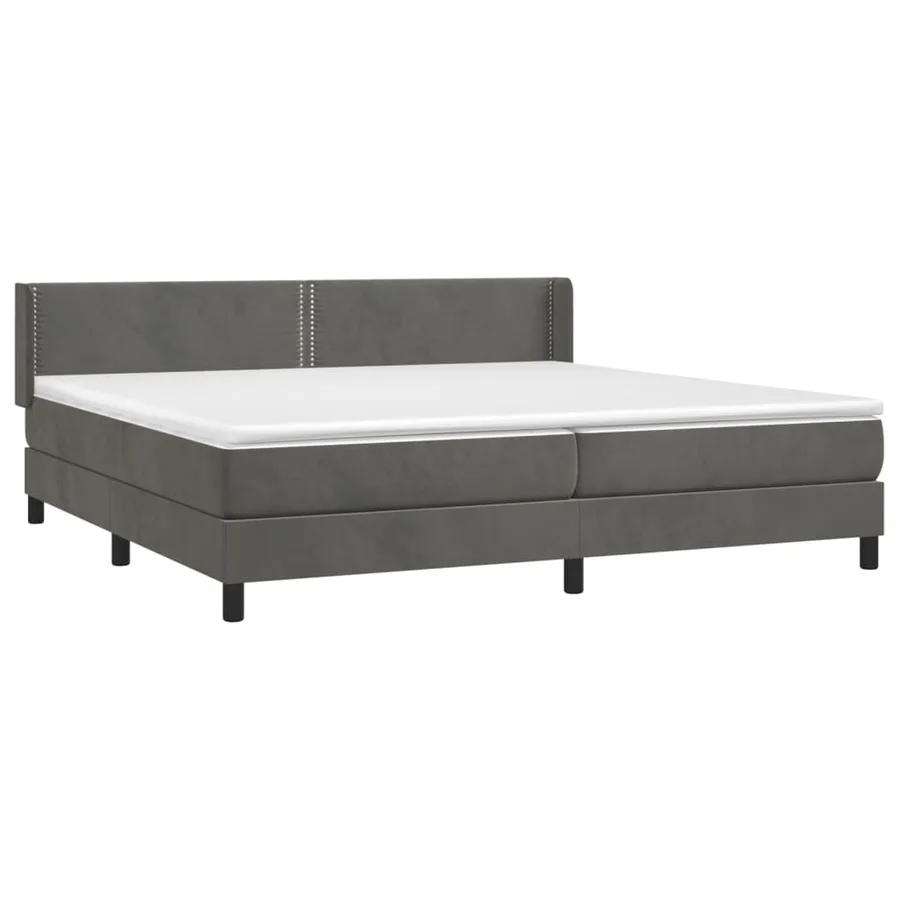 Sommier à lattes de lit et matelas Gris foncé 200x200cm Velours - 3