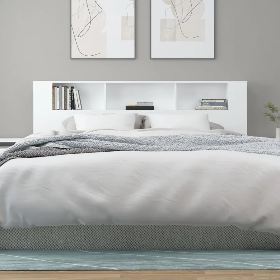 Armoire de tête de lit Blanc 200x18,5x104,5 cm - 5