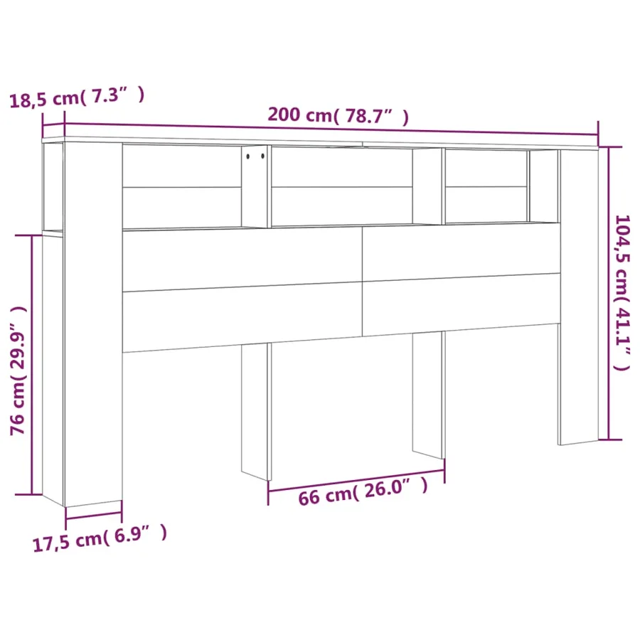 Armoire de tête de lit Blanc 200x18,5x104,5 cm - 7
