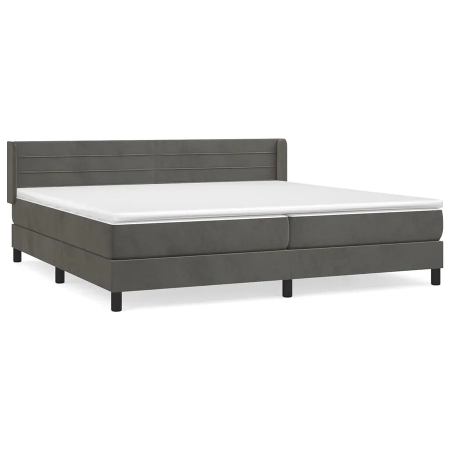 Sommier à lattes de lit et matelas Gris foncé 200x200cm Velours - 2