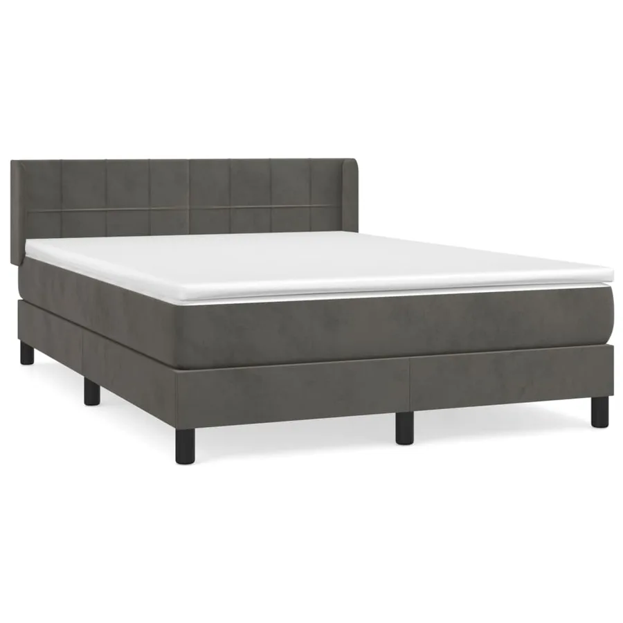 Sommier à lattes de lit et matelas Gris foncé 140x200cm Velours - 2
