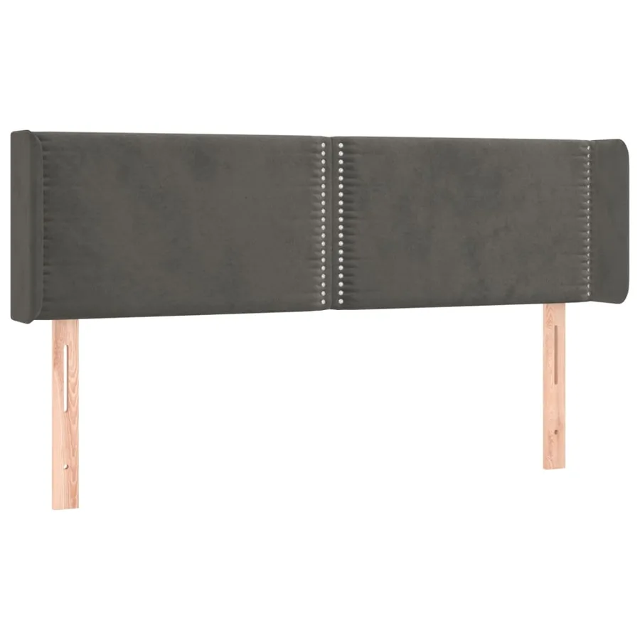 Tête de lit avec oreilles Gris foncé 147x16x78/88 cm Velours - 2