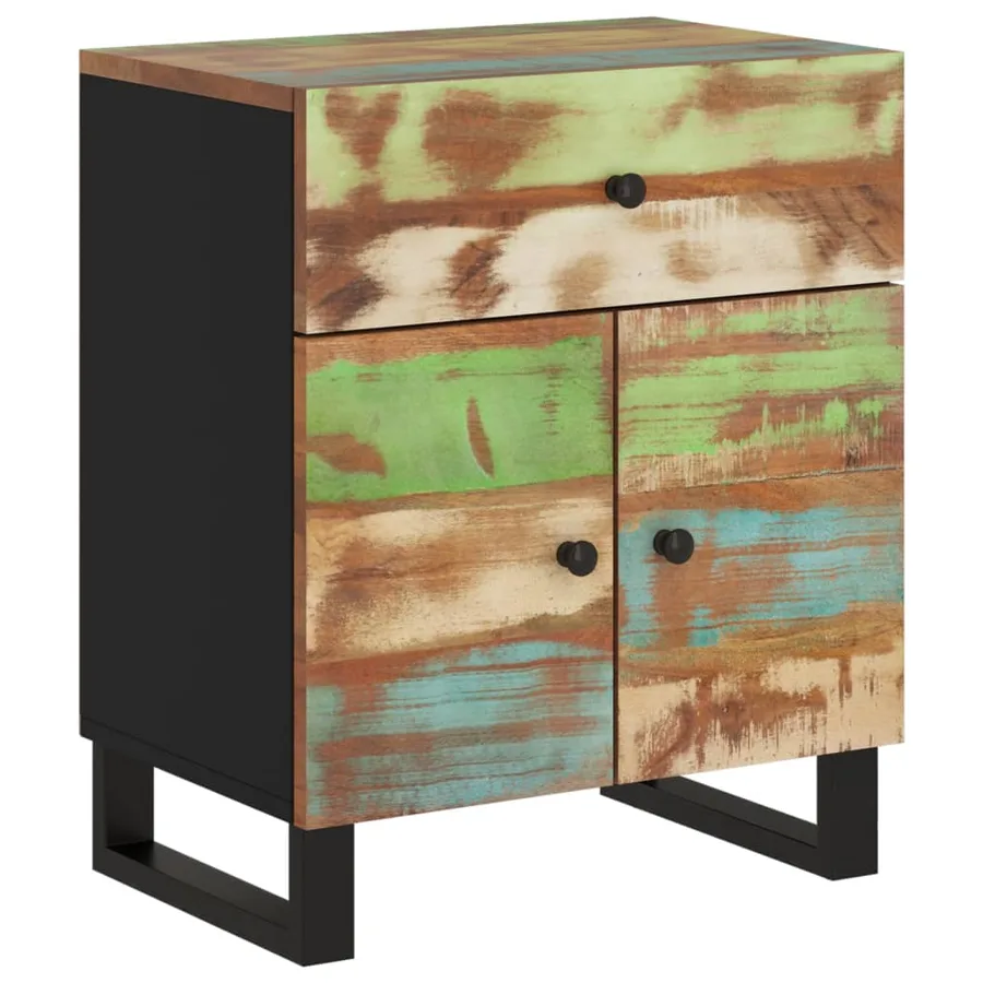 Table de chevet 50x33x60cm Bois de récupération et d'ingénierie - 2