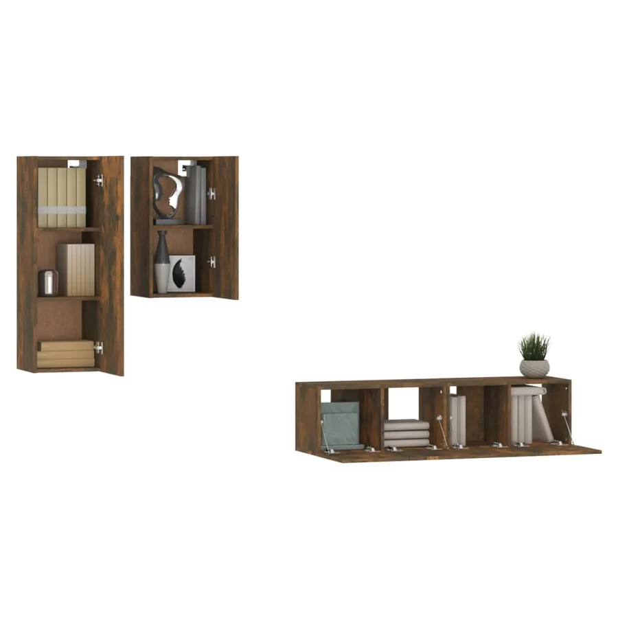 Ensemble de meubles TV 4 pcs Chêne fumé Bois d'ingénierie - 4