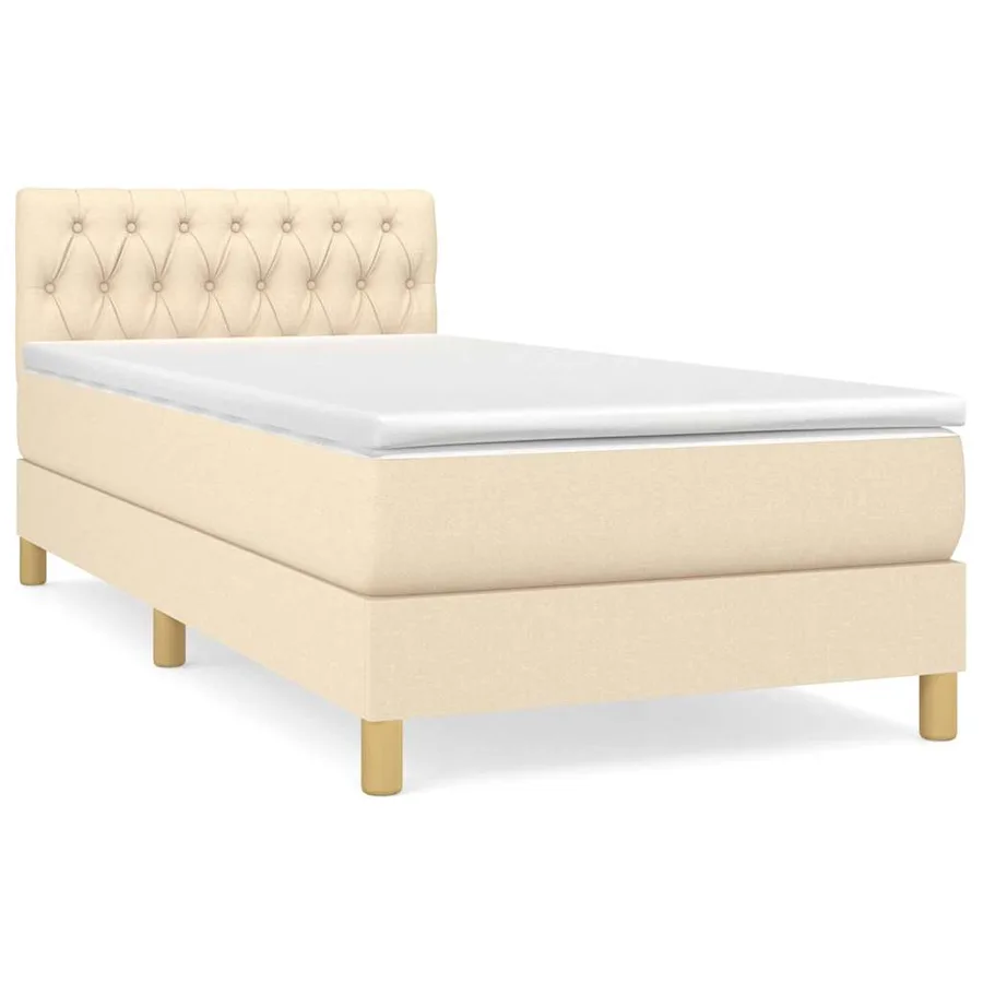 Sommier à lattes de lit avec matelas Crème 100x200 cm Tissu - 2