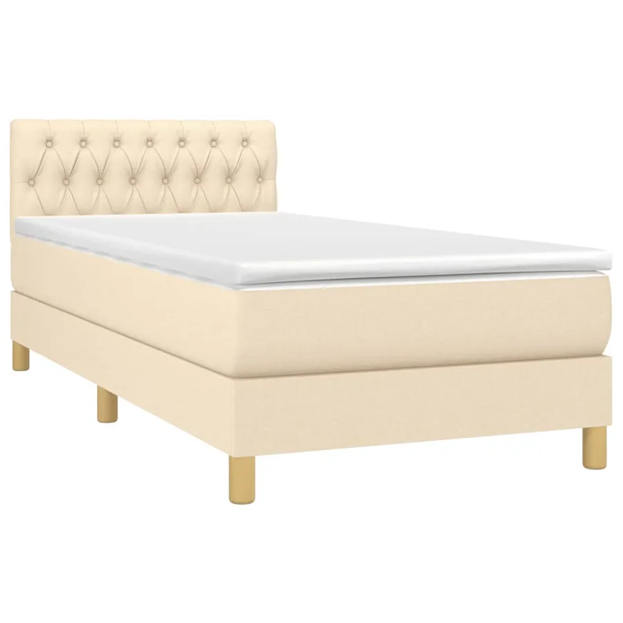 Sommier à lattes de lit avec matelas Crème 100x200 cm Tissu - 3