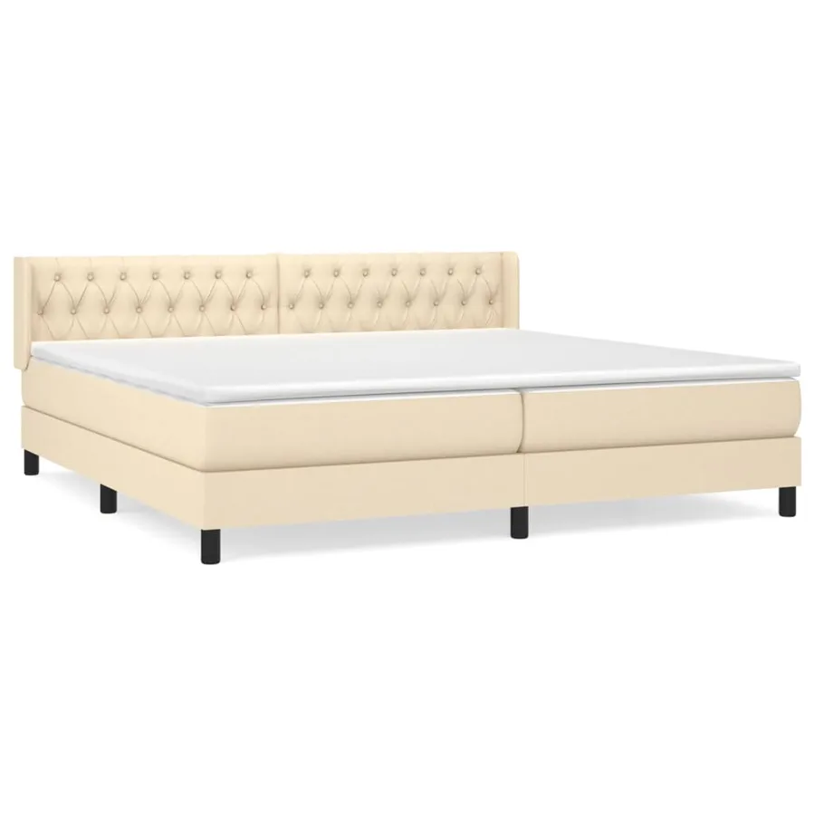 Sommier à lattes de lit avec matelas Crème 200x200 cm Tissu - 2