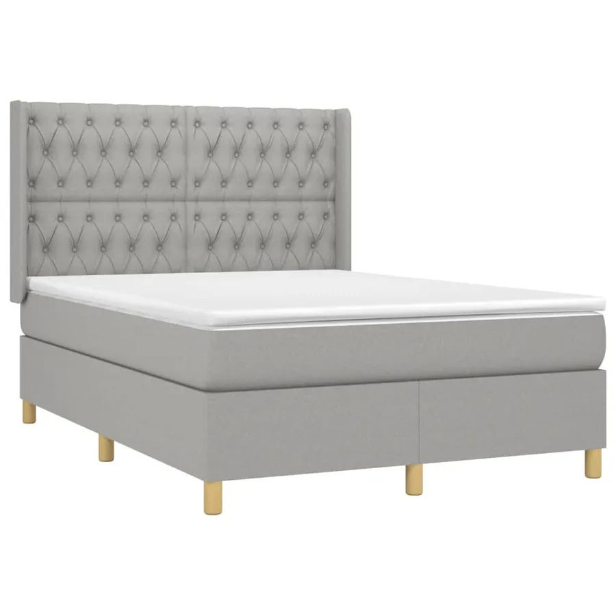 Sommier à lattes de lit matelas LED Gris clair 140x190 cm Tissu - 4