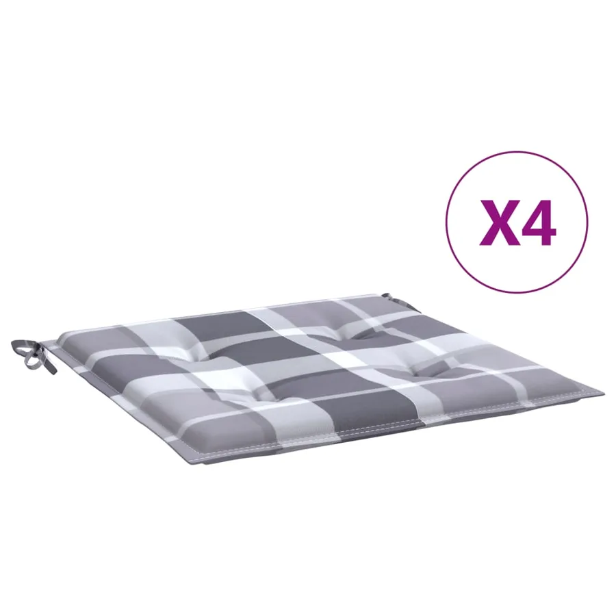 Coussins de chaise de jardin lot de 4 carreaux gris 50x50x4 cm - 2
