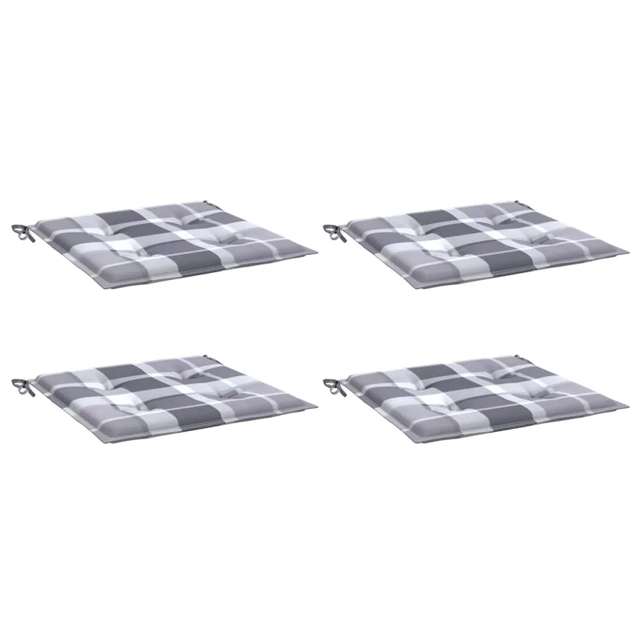 Coussins de chaise de jardin lot de 4 carreaux gris 50x50x4 cm - 3