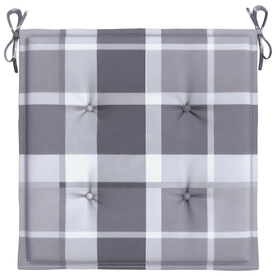 Coussins de chaise de jardin lot de 4 carreaux gris 50x50x4 cm - 4