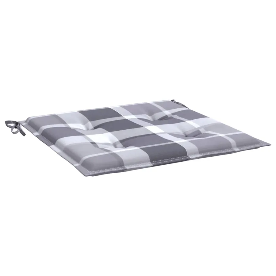 Coussins de chaise de jardin lot de 4 carreaux gris 50x50x4 cm - 5