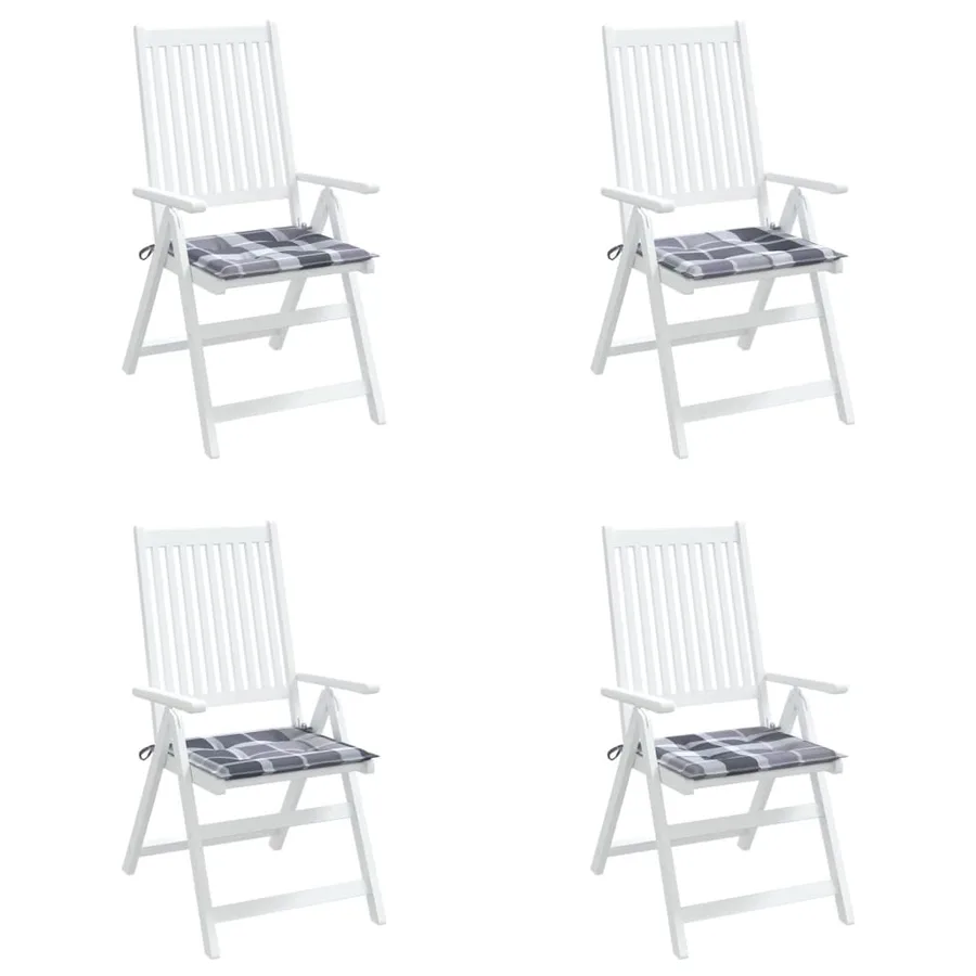 Coussins de chaise de jardin lot de 4 carreaux gris 50x50x4 cm - 8