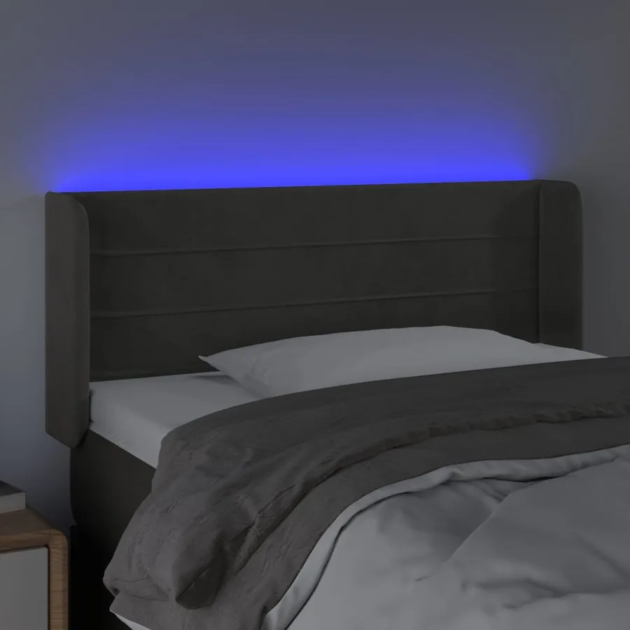 Tête de lit à LED Gris foncé 93x16x78/88 cm Velours - 4
