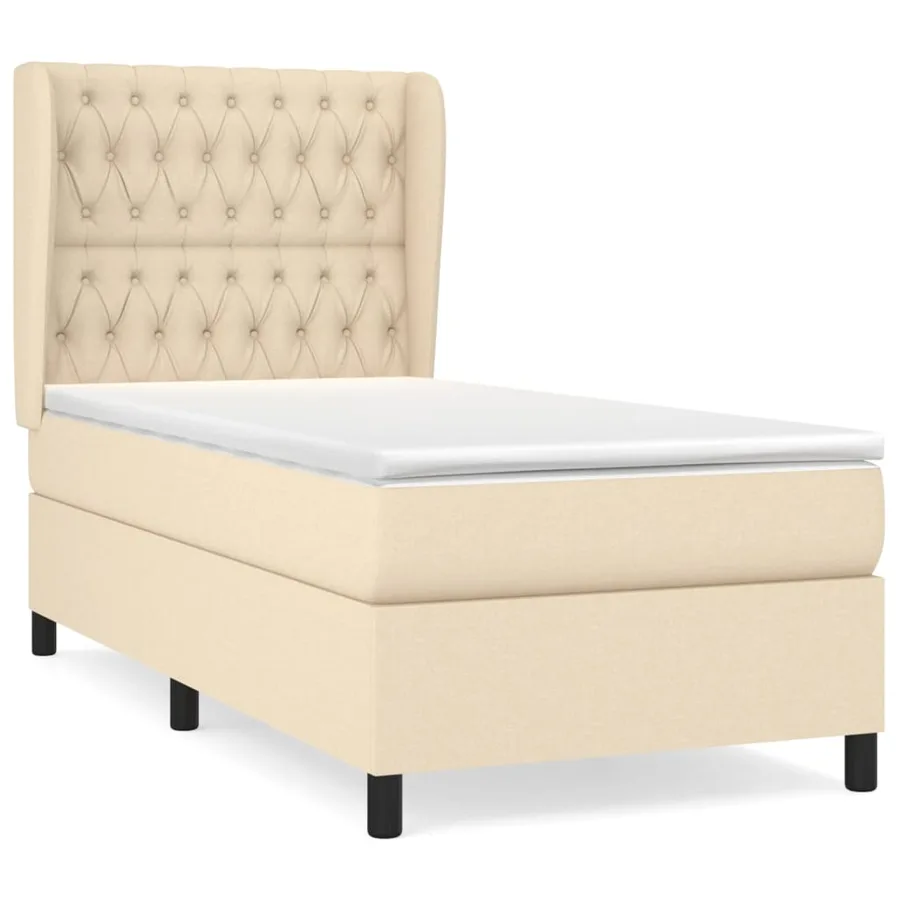 Sommier à lattes de lit avec matelas Crème 100x200 cm Tissu - 2