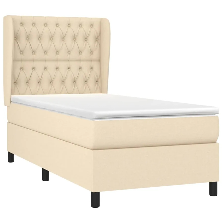 Sommier à lattes de lit avec matelas Crème 100x200 cm Tissu - 3