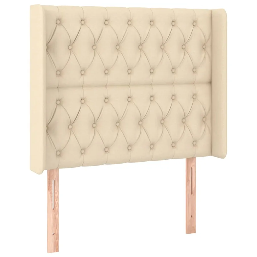 Sommier à lattes de lit matelas et LED Crème 100x200 cm Tissu - 7