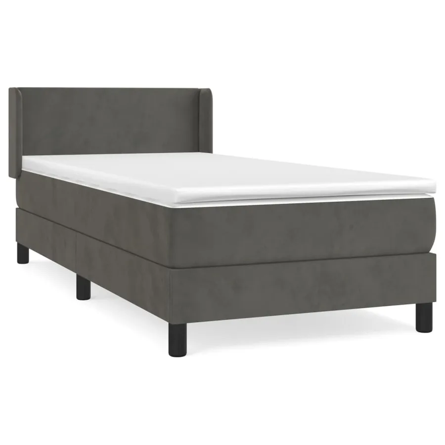 Sommier à lattes de lit et matelas Gris foncé 80x200 cm Velours - 2