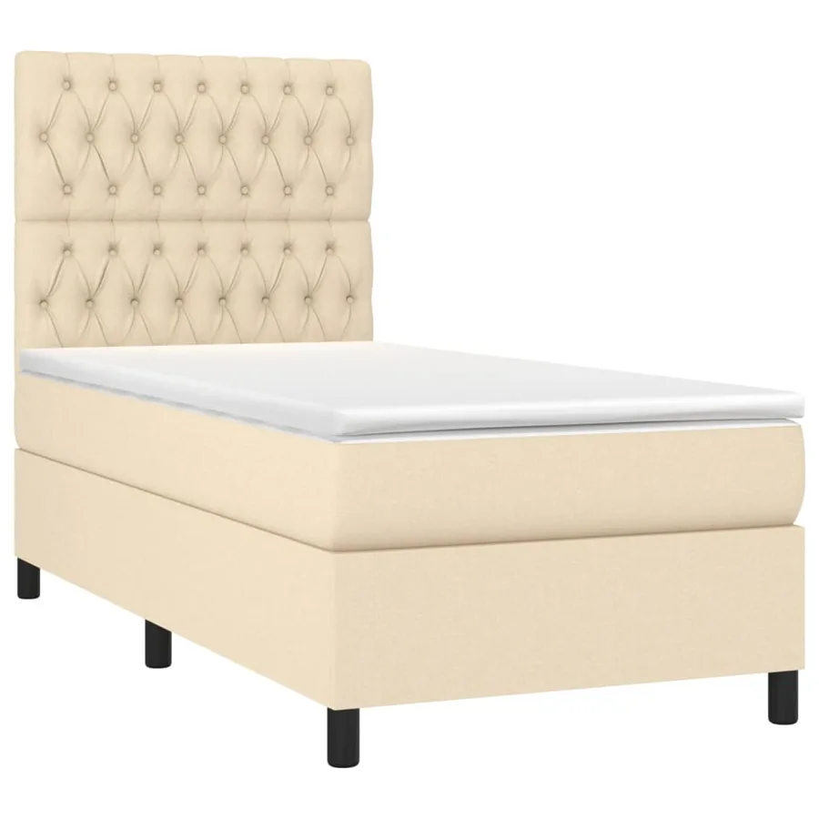Sommier à lattes de lit avec matelas et LED Crème 100x200 cm - 3