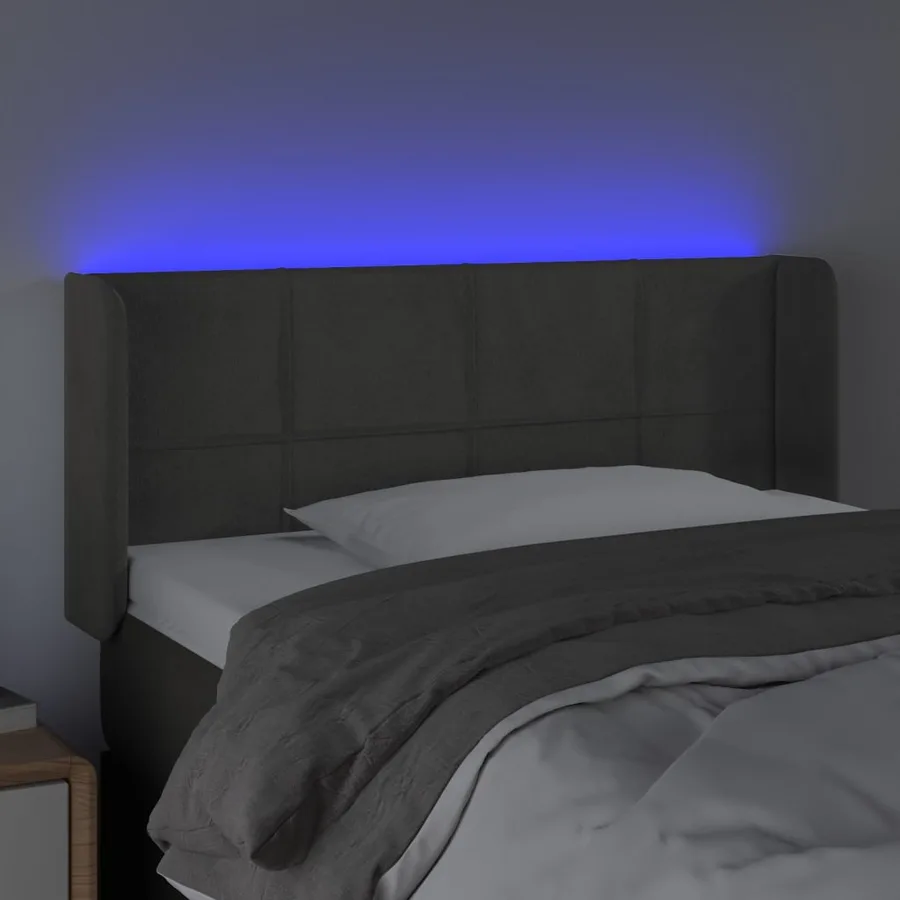 Tête de lit à LED Gris foncé 83x16x78/88 cm Velours - 4