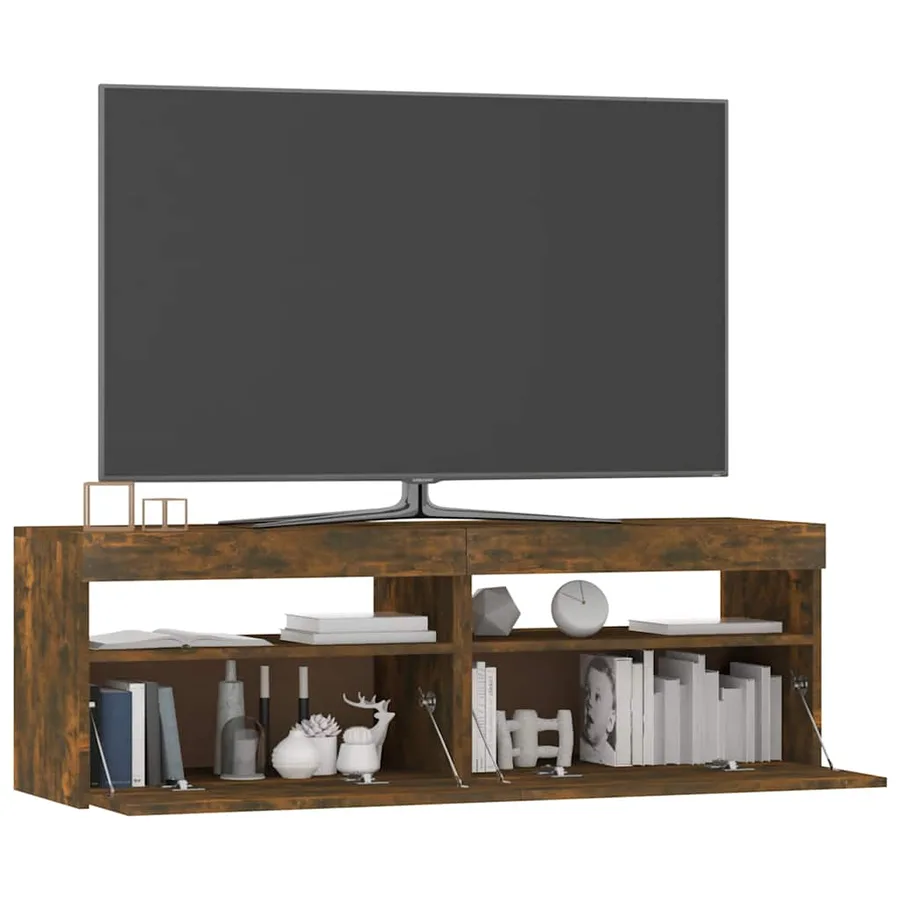 Meuble TV avec lumières LED chêne fumé 120x35x40 cm - 13