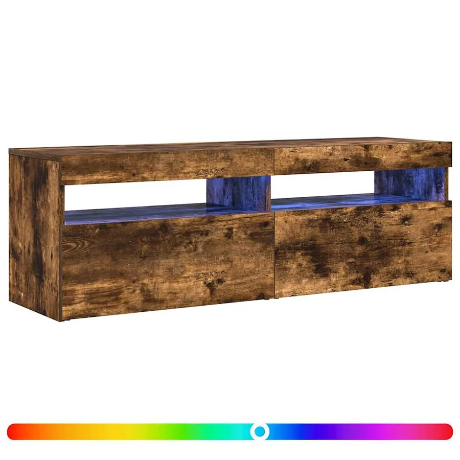 Meuble TV avec lumières LED chêne fumé 120x35x40 cm - 2