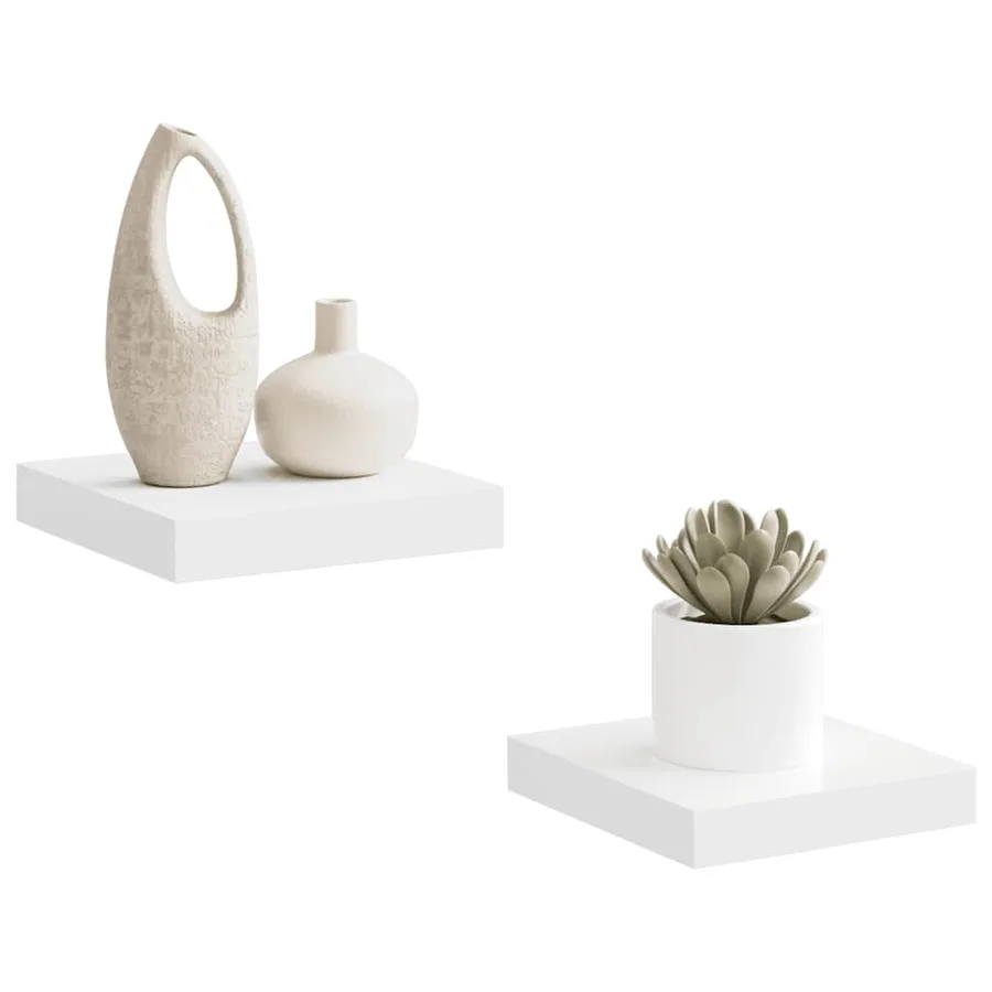 Étagères murales flottantes 2 pcs blanc 23x23,5x3,8 cm MDF - 5