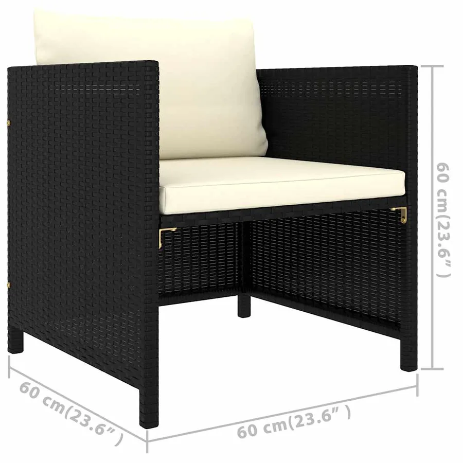 Salon de jardin 7 pcs avec coussins Résine tressée Noir - 12