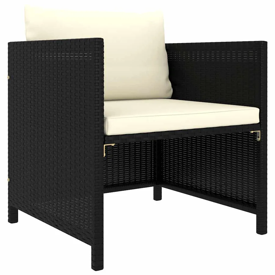 Salon de jardin 7 pcs avec coussins Résine tressée Noir - 7