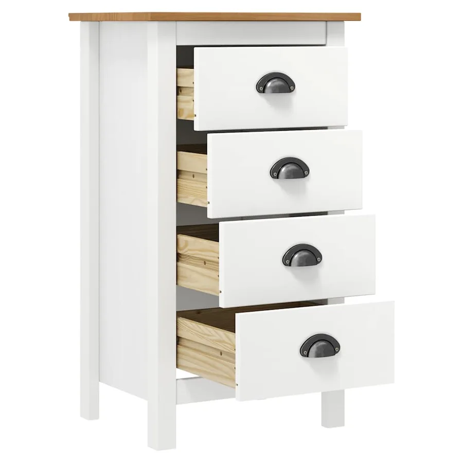 Buffet Hill Blanc 46x35x80 cm Bois de pin solide - 3