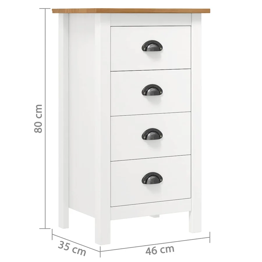 Buffet Hill Blanc 46x35x80 cm Bois de pin solide - 7