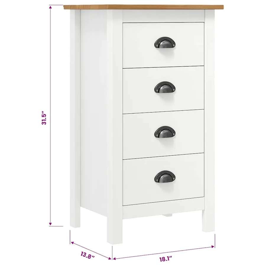 Buffet Hill Blanc 46x35x80 cm Bois de pin solide - 8
