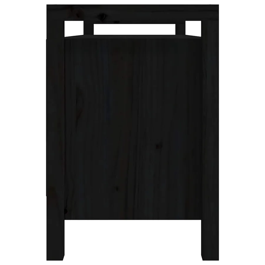 Banc d'entrée Noir 110x40x60 cm Bois de pin massif - 4