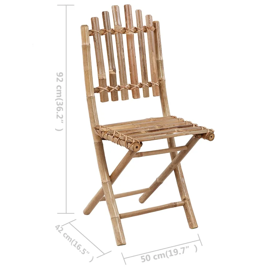 Chaises pliables de jardin lot de 2 avec coussins Bambou - 11