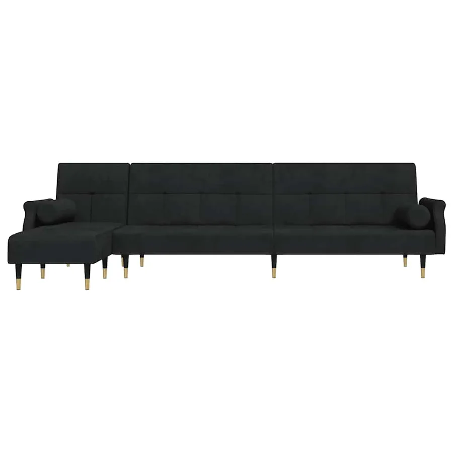 Canapé-lit en forme de L noir 271x140x70 cm velours - 3