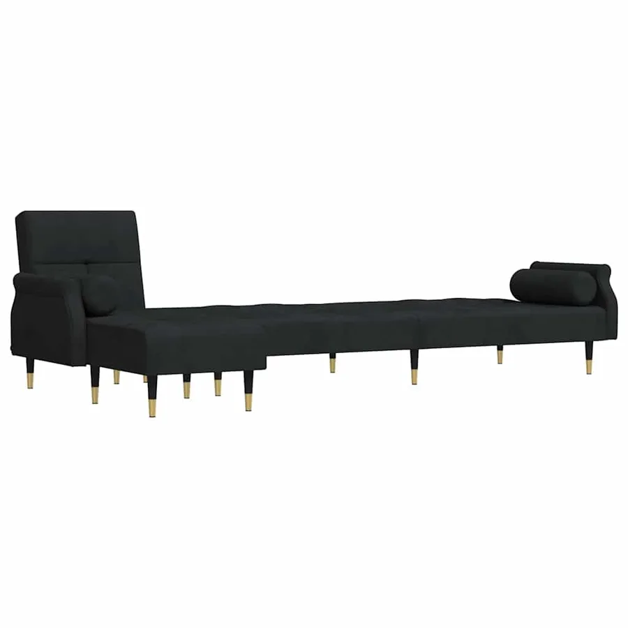 Canapé-lit en forme de L noir 271x140x70 cm velours - 4