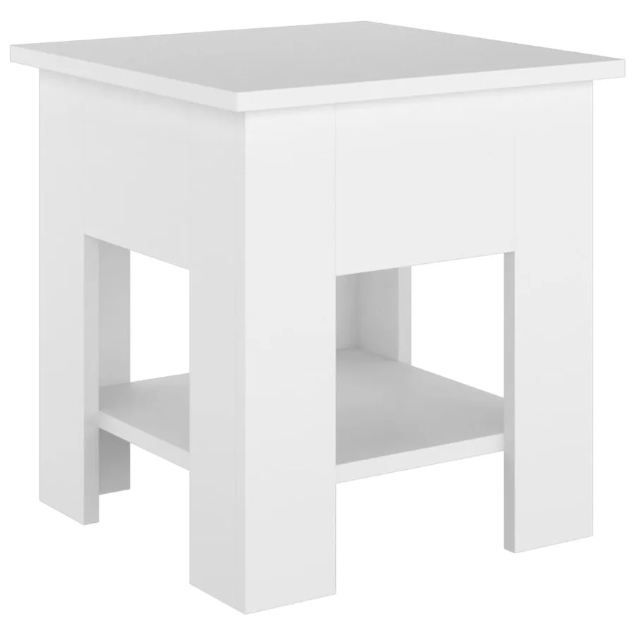 Table basse Blanc 40x40x42 cm Bois d'ingénierie - 2