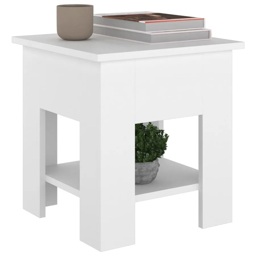 Table basse Blanc 40x40x42 cm Bois d'ingénierie - 5