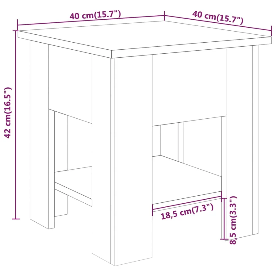 Table basse Blanc 40x40x42 cm Bois d'ingénierie - 6