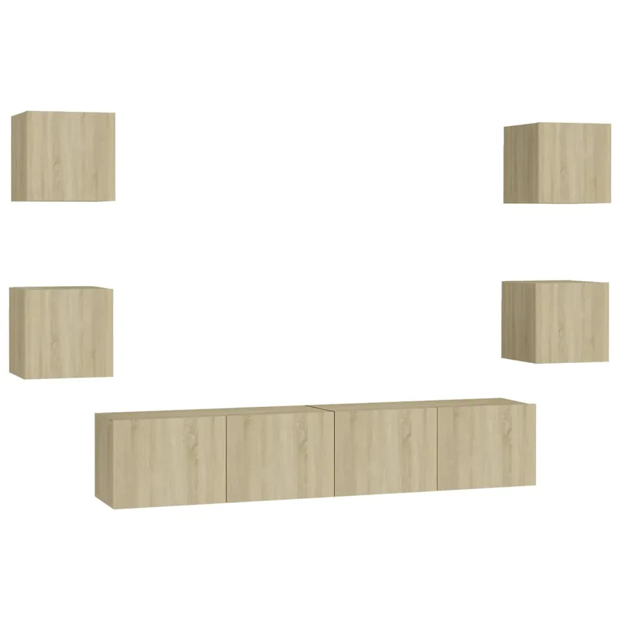 Ensemble de meubles TV 6 pcs Chêne sonoma Bois d'ingénierie - 2