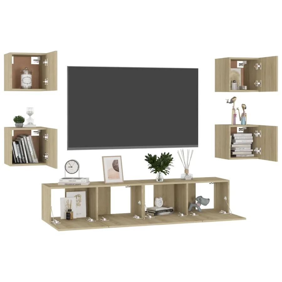 Ensemble de meubles TV 6 pcs Chêne sonoma Bois d'ingénierie - 3