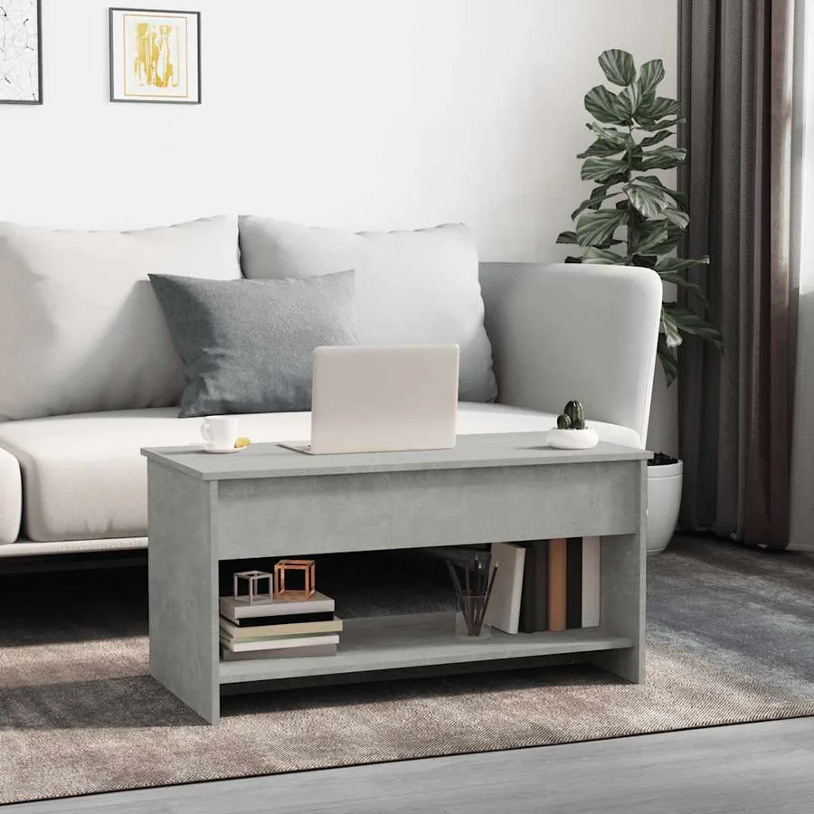 Table basse gris béton 102x50x52,5 cm bois d'ingénierie - 3