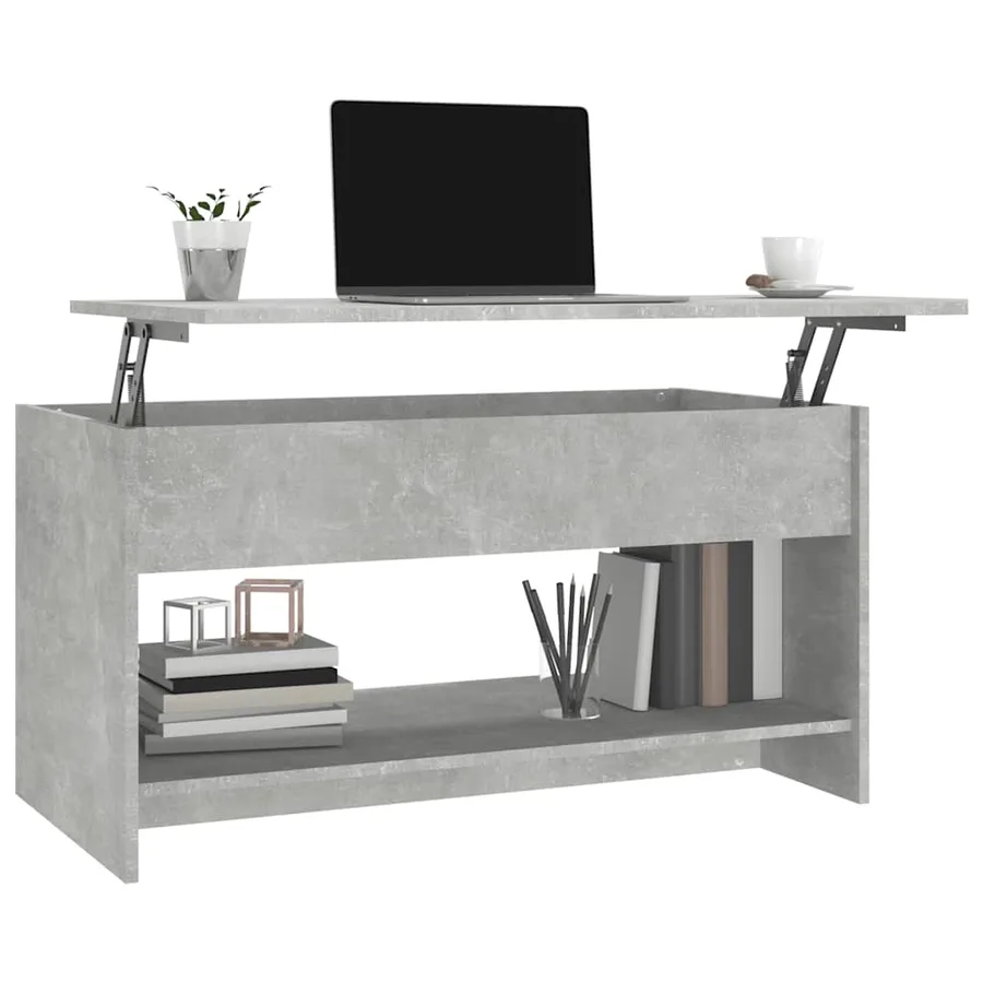 Table basse gris béton 102x50x52,5 cm bois d'ingénierie - 4