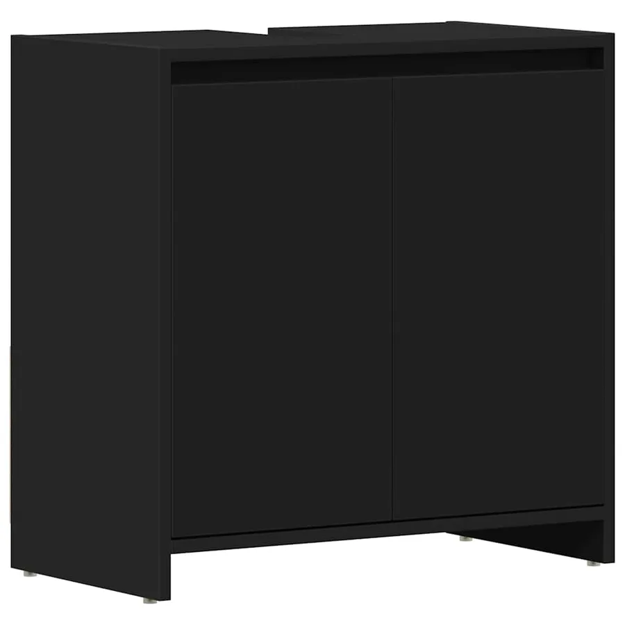 Armoire de salle de bain noir 60x33x61 cm Bois d'ingénierie - 2