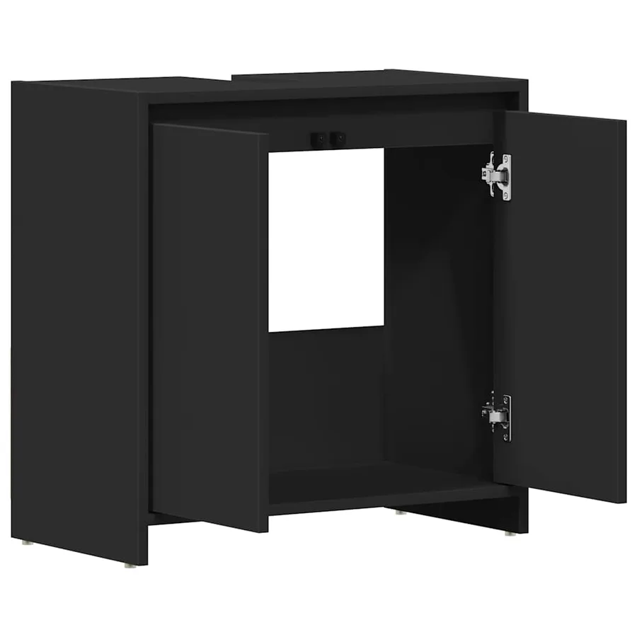 Armoire de salle de bain noir 60x33x61 cm Bois d'ingénierie - 5