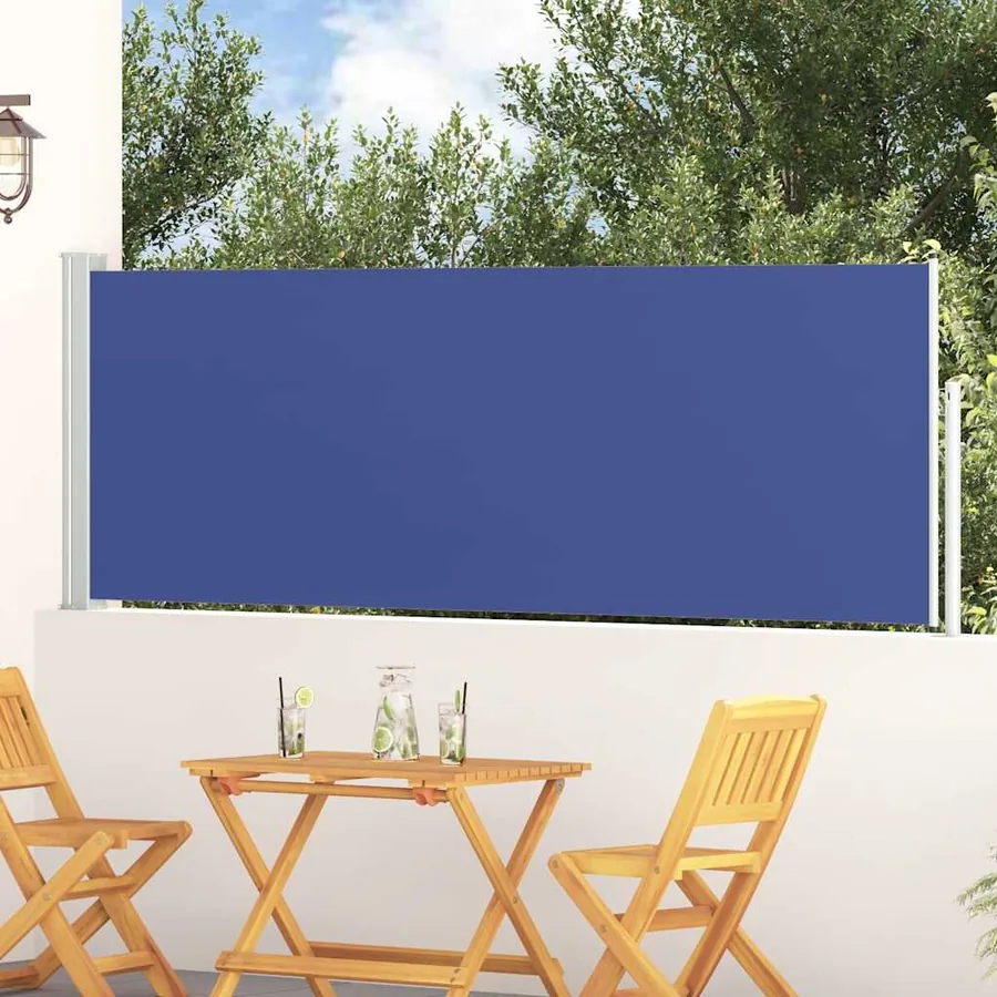 Auvent latéral rétractable de patio 100x300 cm Bleu
