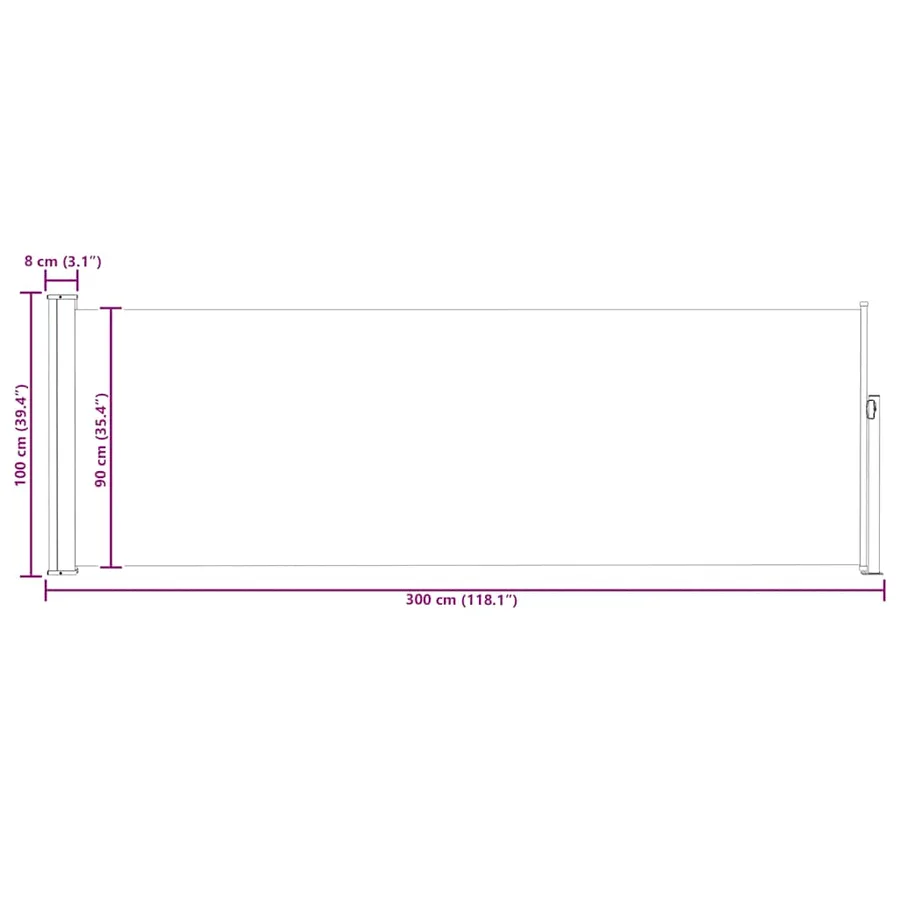 Auvent latéral rétractable de patio 100x300 cm Bleu - 12